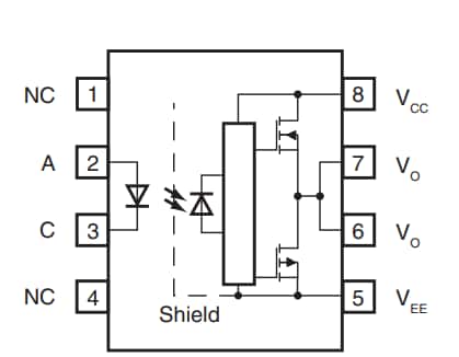 Technische Zeichnung - Vishay VOD3120Ax IGBT- und MOSFET-Treiber